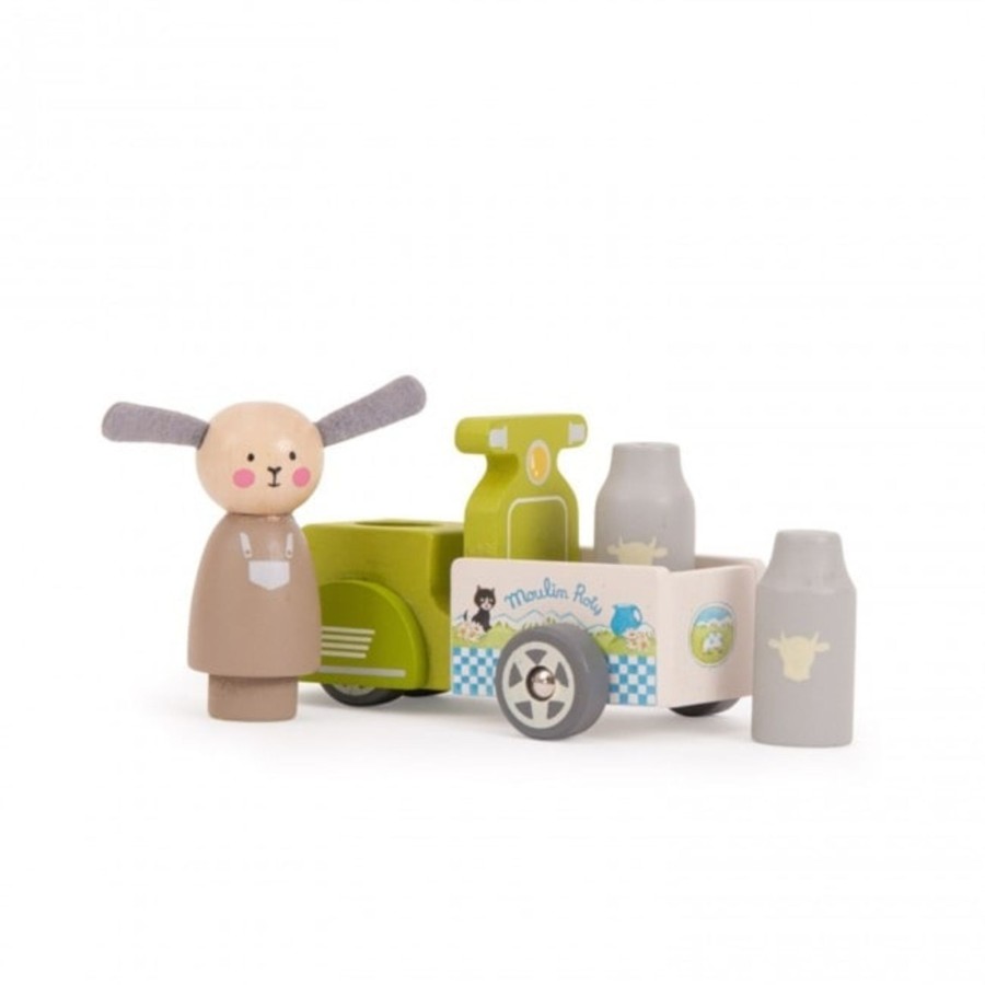 Toys Moulin Roty Role Play | Moulin Roty Milk Delivery Cart