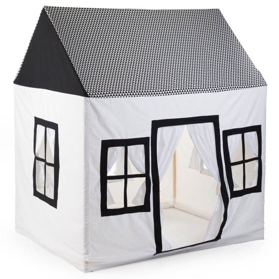 Interiors Chevron Down Icon Childhome | Childhome Cotton Big Playhouse Black & White