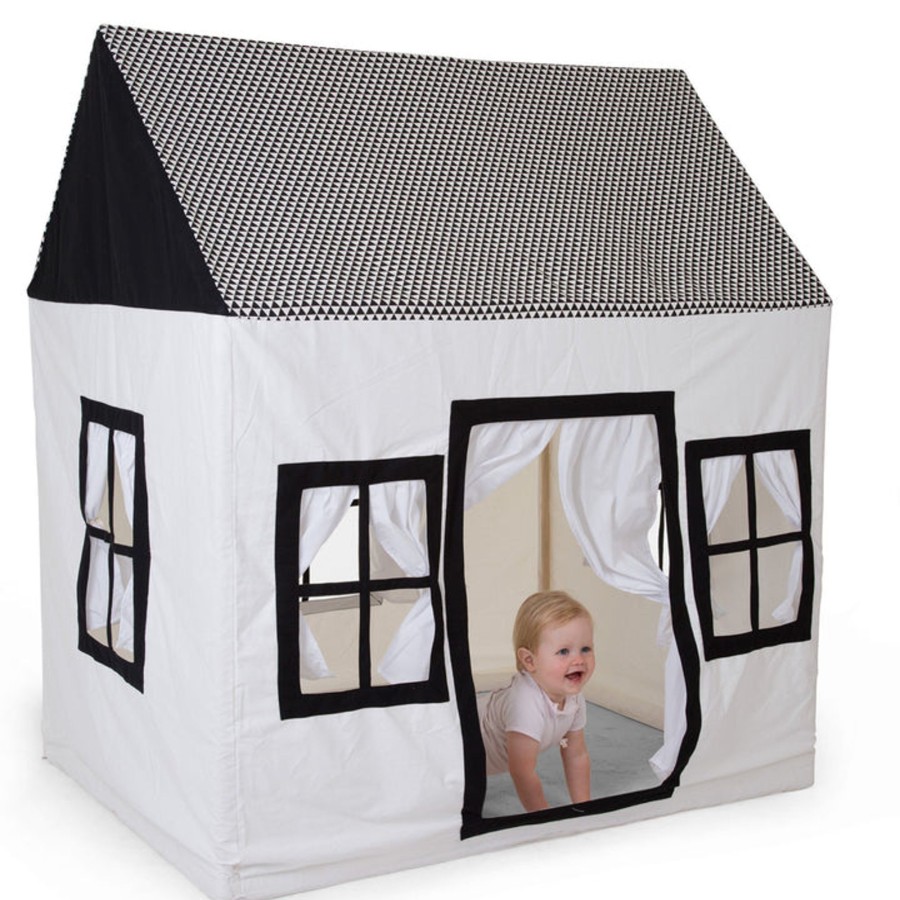 Interiors Chevron Down Icon Childhome | Childhome Cotton Big Playhouse Black & White