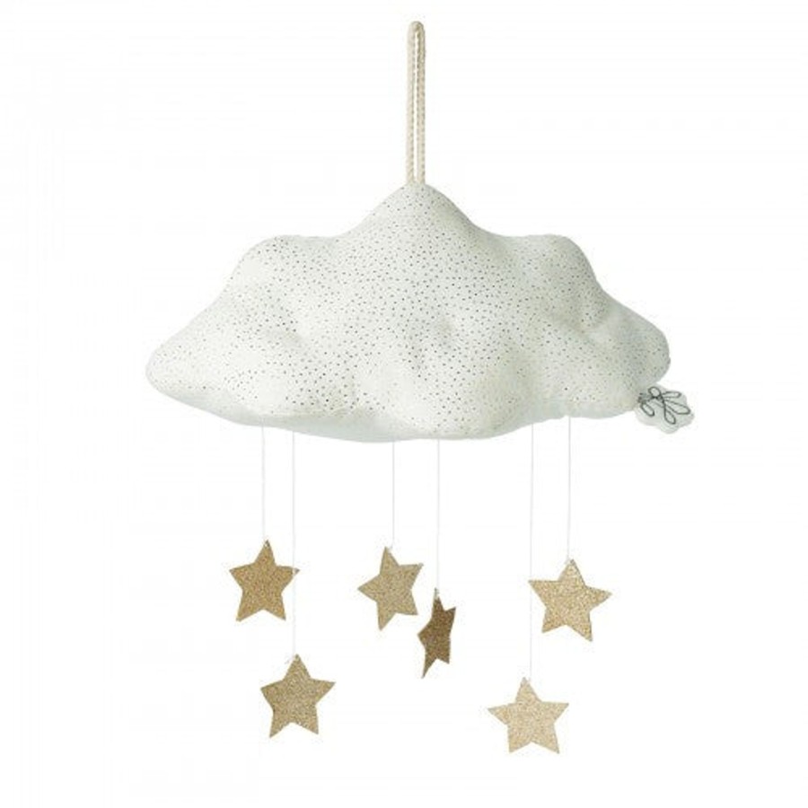 Interiors Chevron Down Icon Cottage Toys-UK | Cloud And Stars Mobile White And Gold