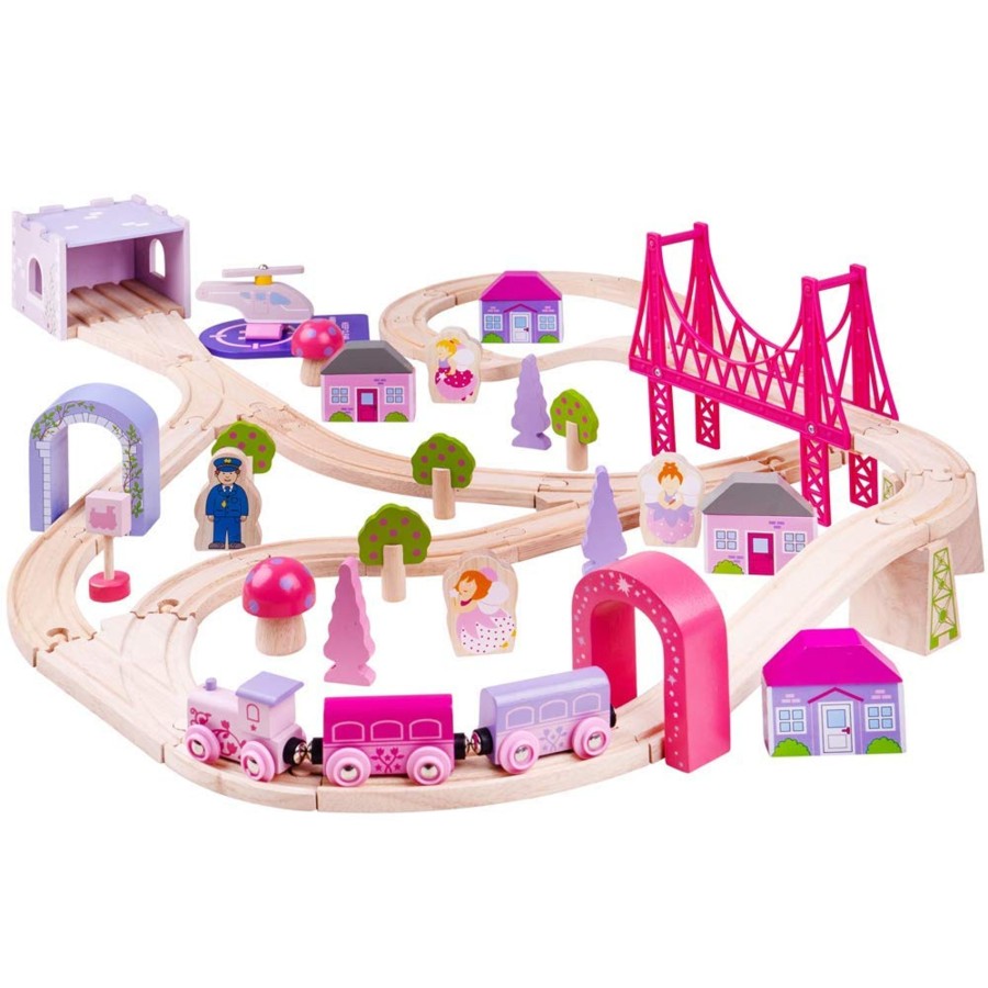 Toys Bigjigs Toys Garages & Cars | Bigjigs Fairy Town Train Set