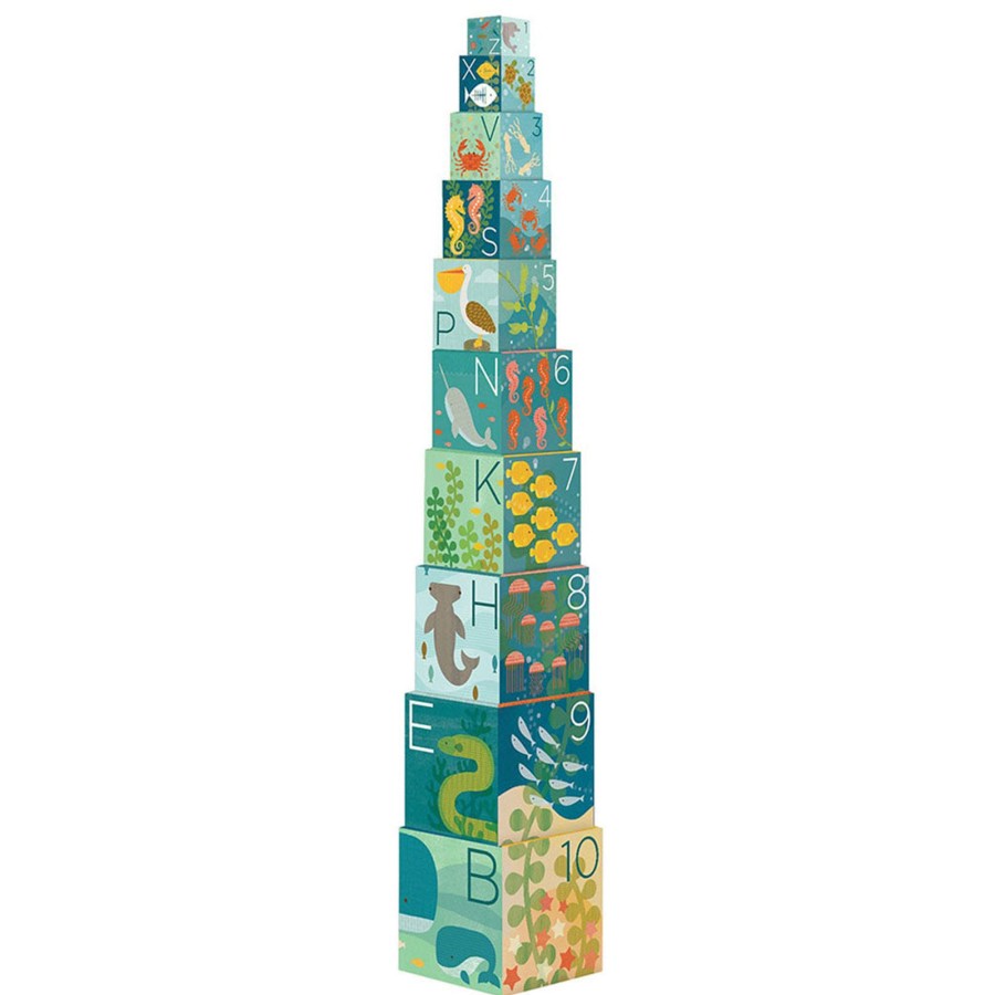 Toys Petit Collage Puzzles And Blocks | Petit Collage Ocean Abc Nesting Blocks