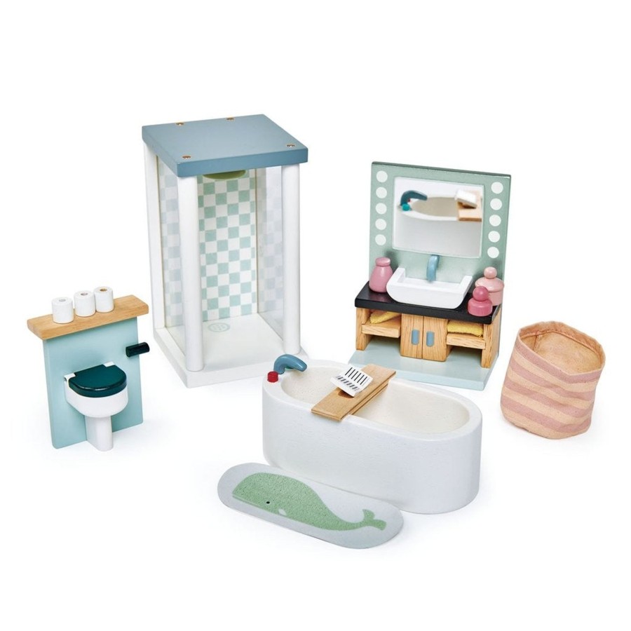 Toys Tender Leaf Toys Wooden Dolls House Furniture | Tender Leaf Toys Dovetail Bathroom Set