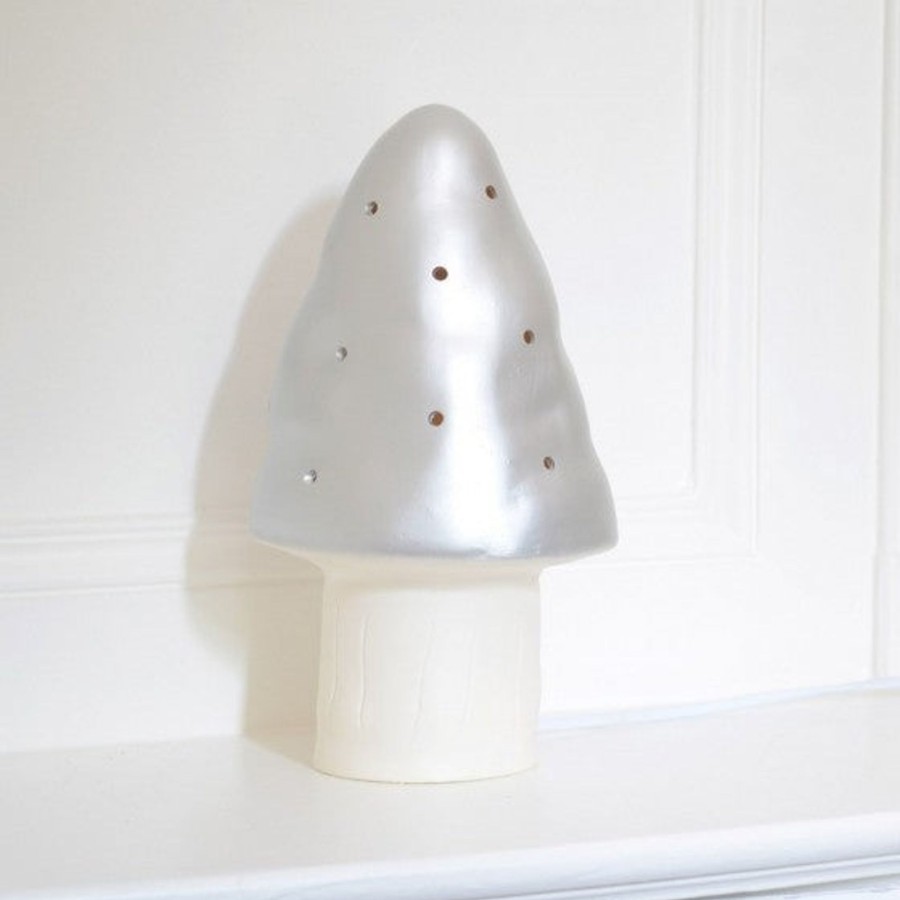 Interiors Chevron Down Icon Cottage Toys | Heico Silver Mushroom Night Light