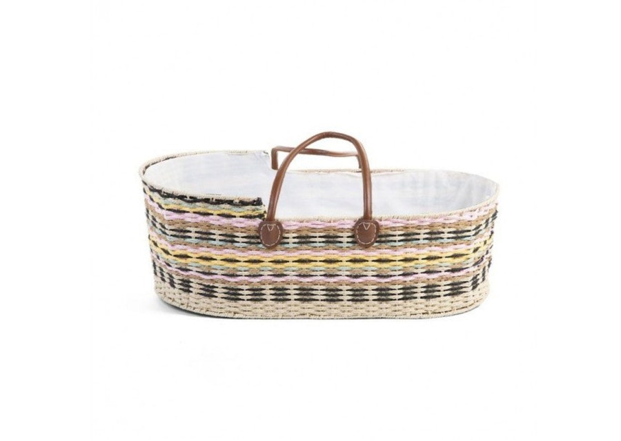 Interiors Chevron Down Icon Childhome | Childhome Woven Wicker Moses Basket Coloured