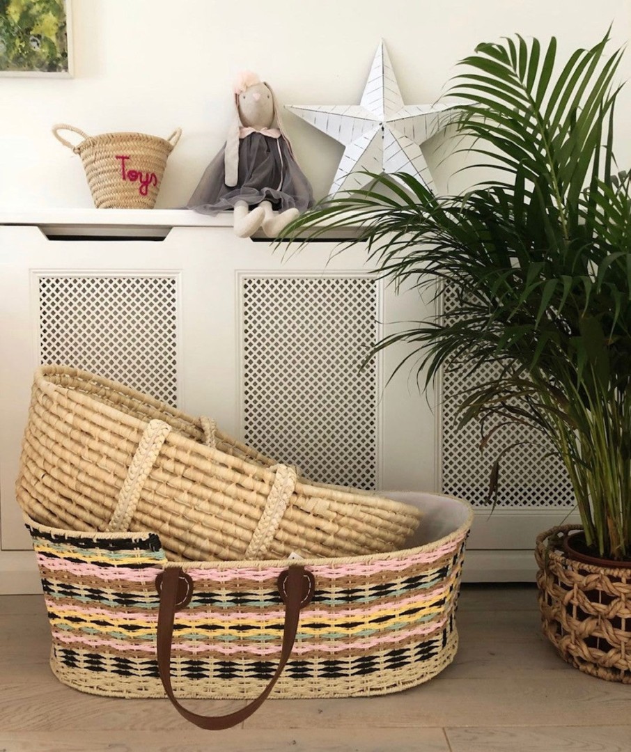 Interiors Chevron Down Icon Childhome | Childhome Woven Wicker Moses Basket Coloured