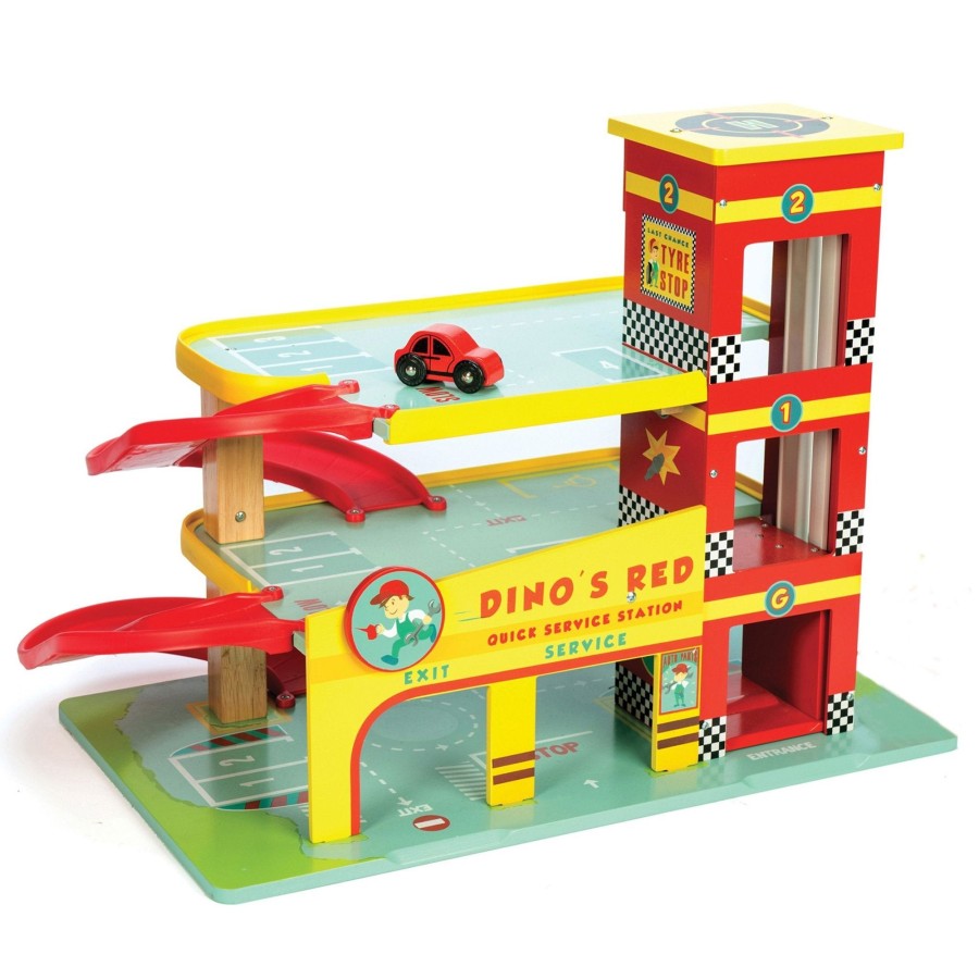 Toys Le Toy Van Cars And Trucks | Le Toy Van Dinos Red Garage