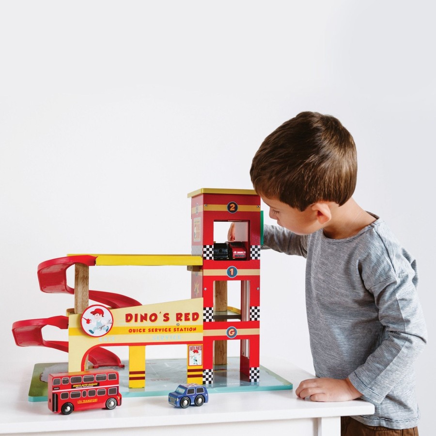 Toys Le Toy Van Cars And Trucks | Le Toy Van Dinos Red Garage