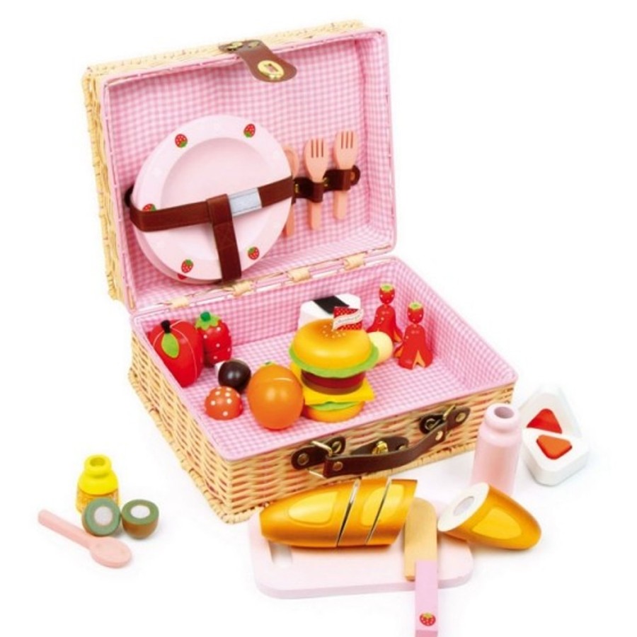 Toys Legler Wooden Play Food | Legler Children'S Picnic Basket Set