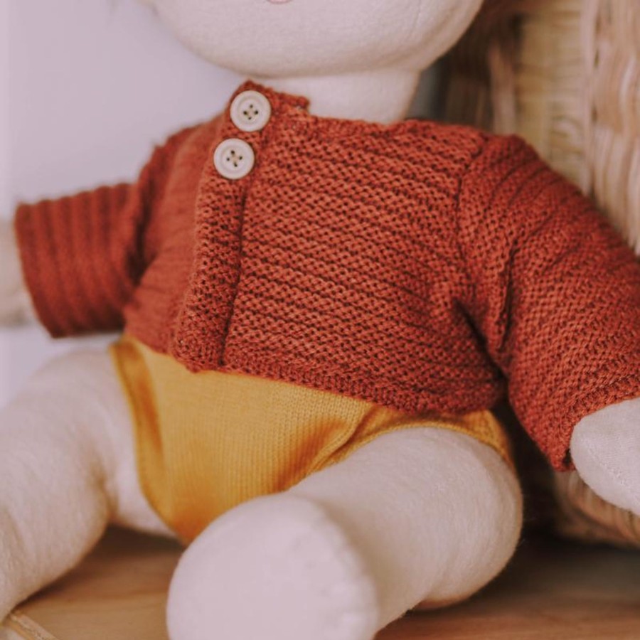 Toys Olli Ella Dolls World | Dinkum Doll Cardigan Chestnut