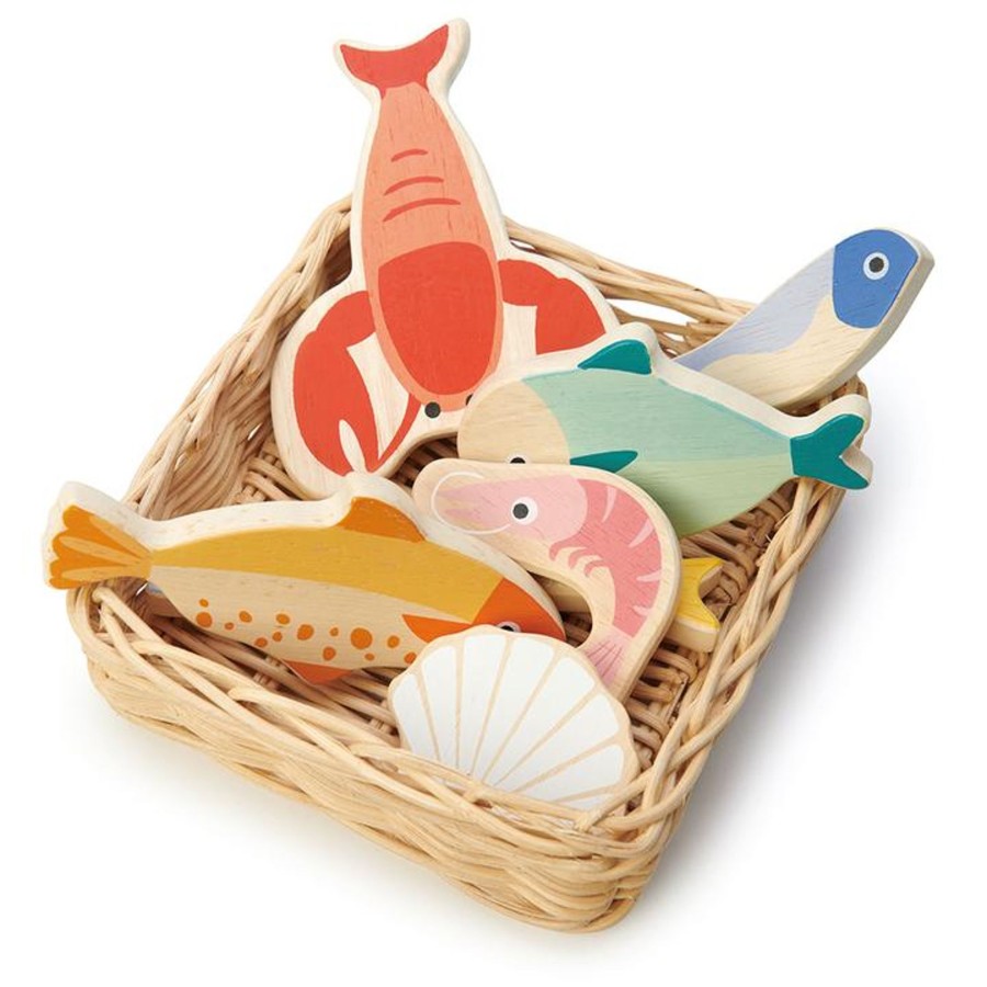 Toys Tender Leaf Toys Wooden Play Food | Tender Leaf Toys Seafood Basket