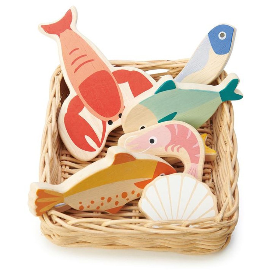 Toys Tender Leaf Toys Wooden Play Food | Tender Leaf Toys Seafood Basket