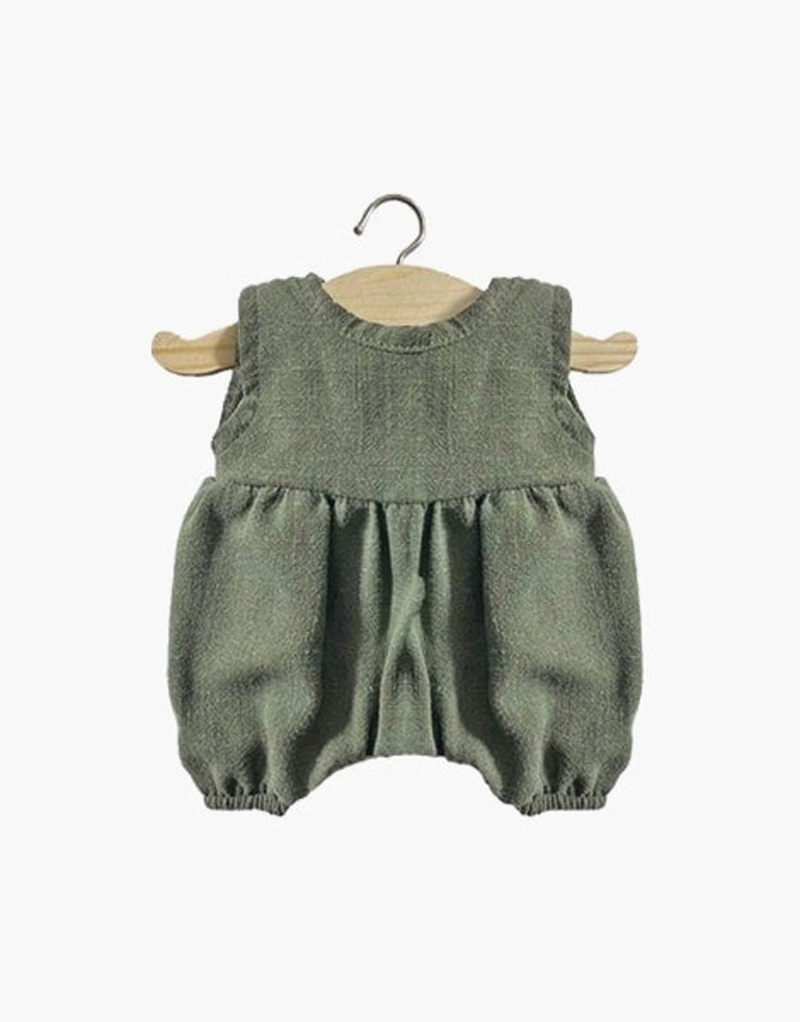 Toys Minikane Pre-School | Minikane Noa Linen Romper Olive Green