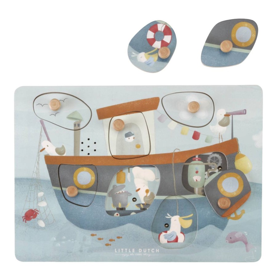 Toys Little Dutch Farms, Animals & Accessories | Little Dutch Wooden Sound Puzzle Sailors Bay