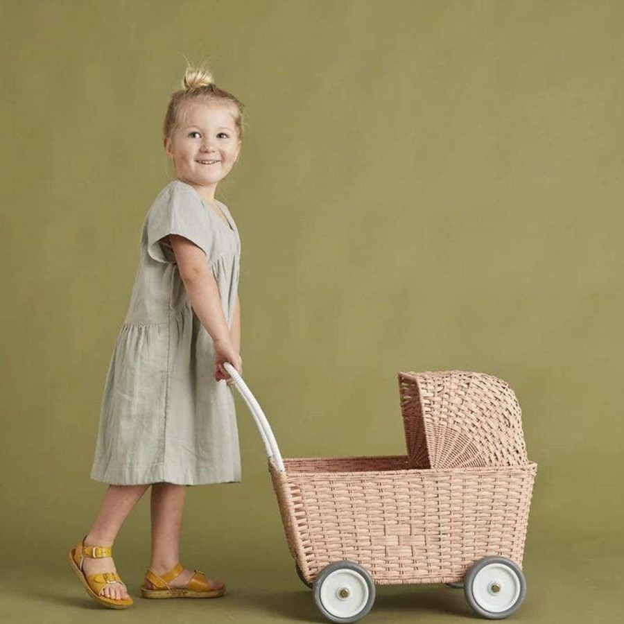 Toys Olli Ella Wooden Dolls Prams, Cots & Highchairs | Olli Ella Strolley Rose