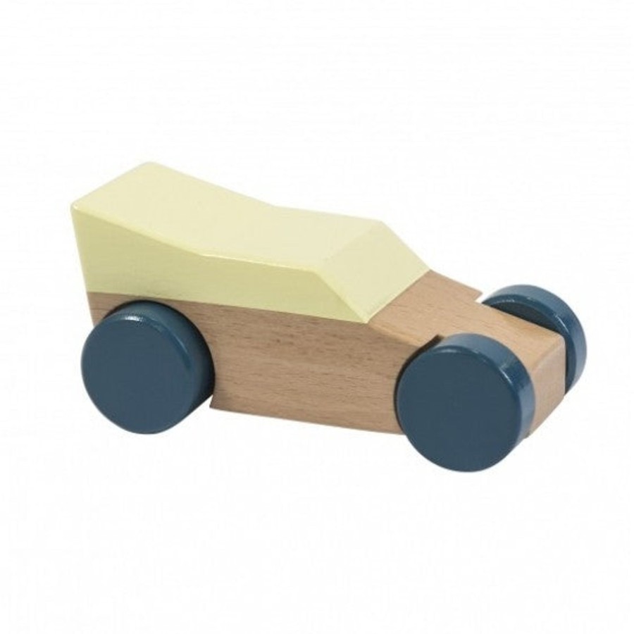 Toys Sebra Garages & Cars | Sebra Interior Yellow Wooden Racing Car