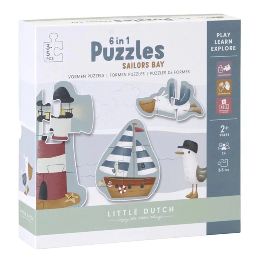 Toys Little Dutch Puzzles | Little Dutch 6 In 1 Puzzles Sailor'S Bay