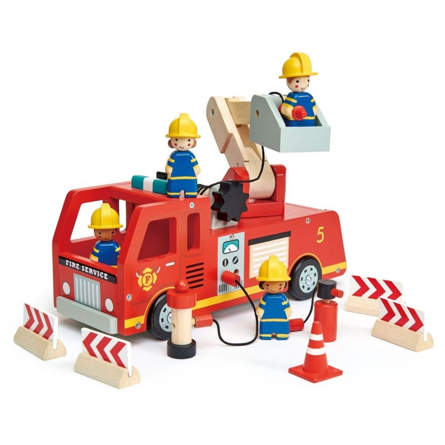 Toys Tender Leaf Toys Vehicles And Accessories | Tender Leaf Toys Wooden Fire Engine