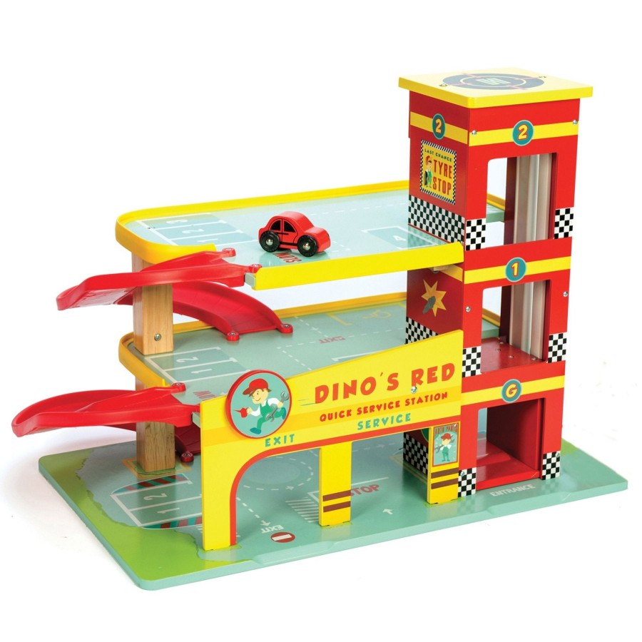 Toys Le Toy Van Pre-School | Le Toy Van Dinos Red Garage