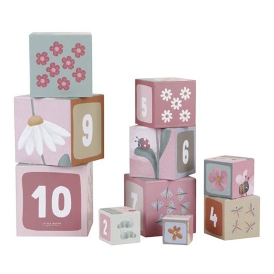 Toys Little Dutch Puzzles | Little Dutch Flowers And Butterflies Stacking Blocks