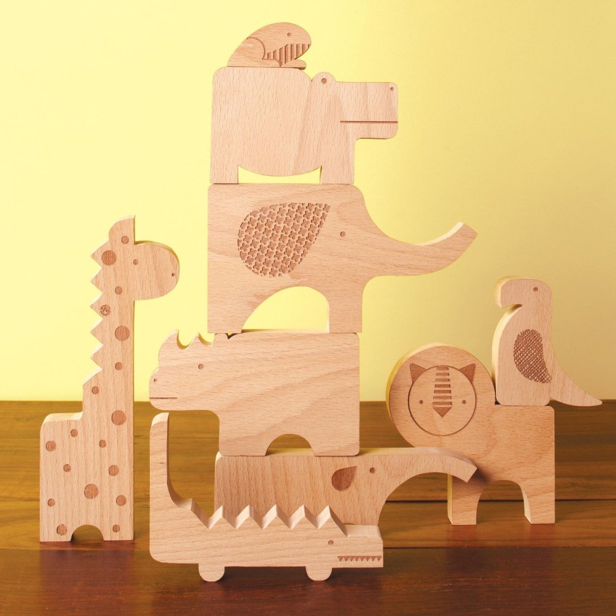 Toys Petit Collage Puzzles And Blocks | Petit Collage Wooden Safari Animal Puzzle