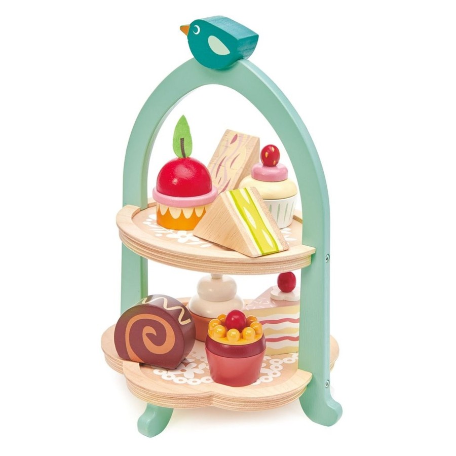 Toys Tender Leaf Toys Wooden Play Food | Tender Leaf Toys Birdie Afternoon Tea Stand