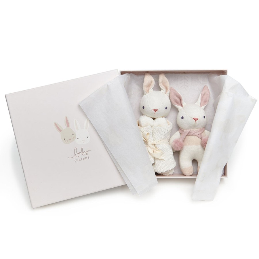 Toys Tender Leaf Toys Rattles & Musicals | Threadbear Designs Baby Threads Cream Bunny Gift Set