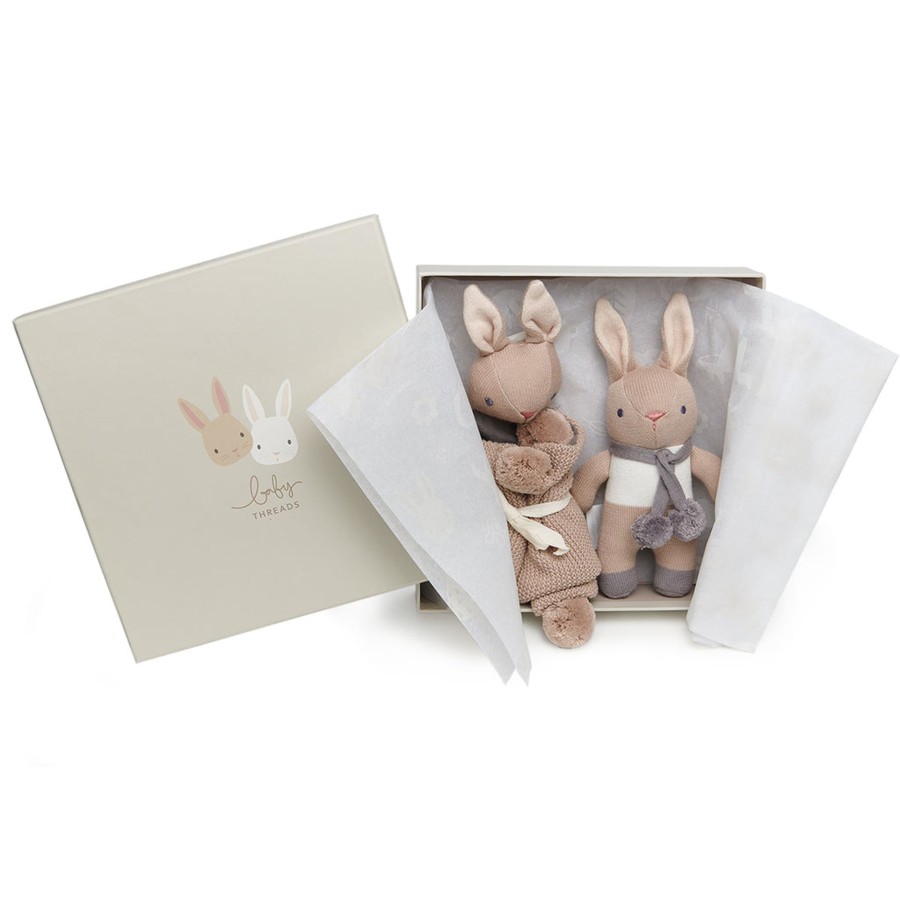 Toys Tender Leaf Toys Rattles & Musicals | Threadbear Designs Baby Threads Taupe Bunny Gift Set