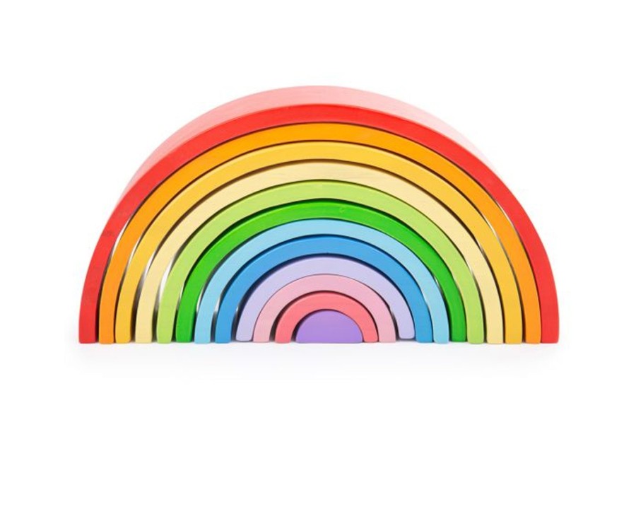 Toys Bigjigs Toys Pre-School | Bigjigs Large Wooden Stacking Rainbow