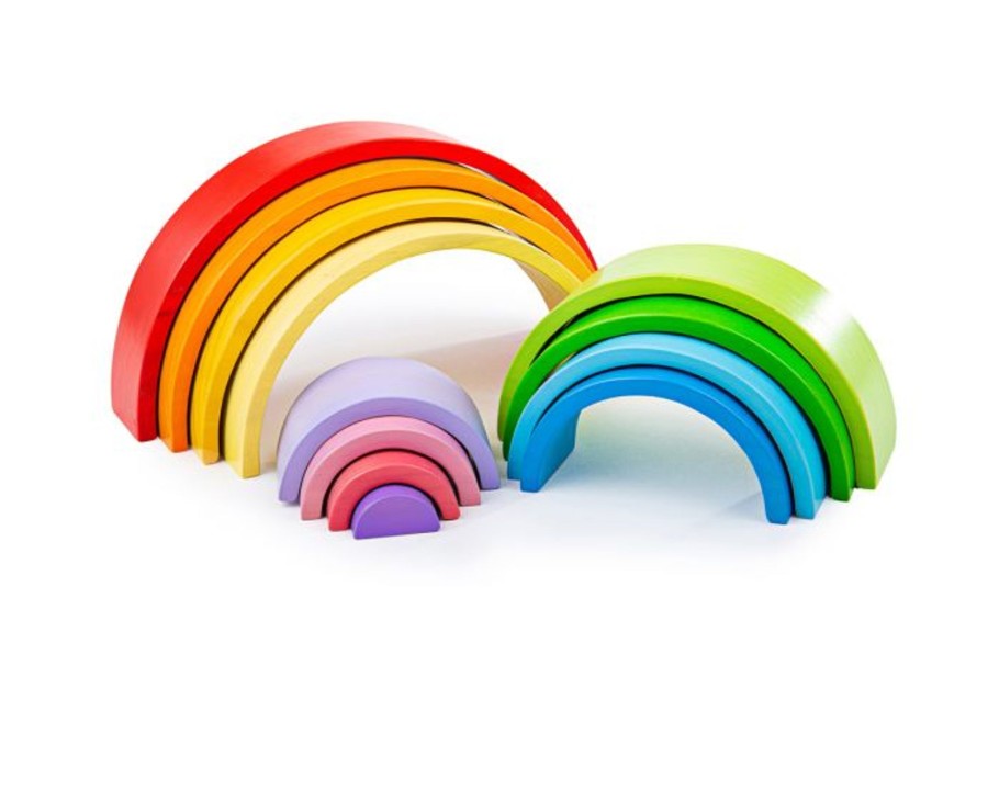 Toys Bigjigs Toys Pre-School | Bigjigs Large Wooden Stacking Rainbow