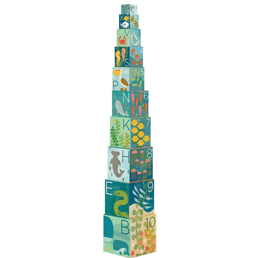 Toys Petit Collage Gifts Under £25 | Petit Collage Ocean Abc Nesting Blocks