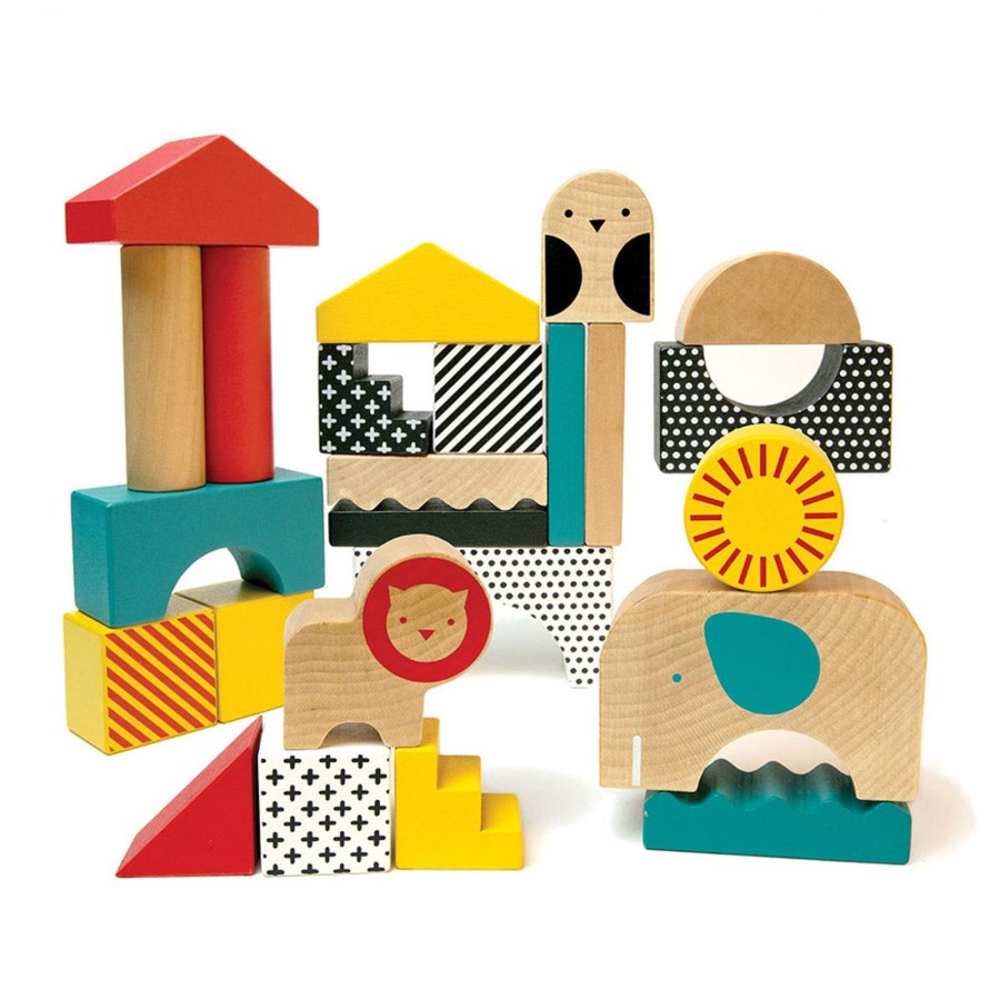 Toys Petit Collage Puzzles And Blocks | Petit Collage Animal Town Wooden Blocks