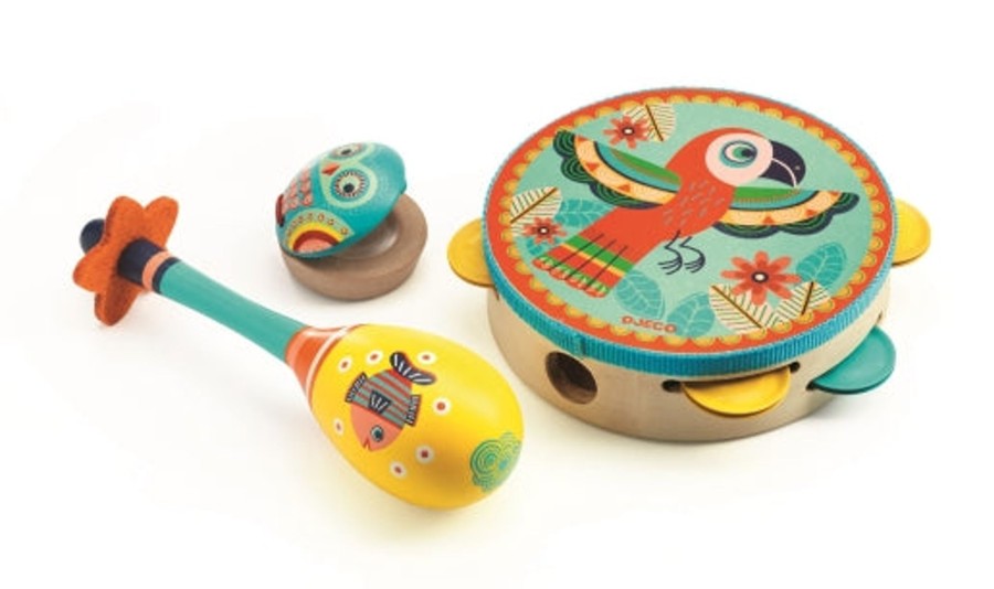 Toys Djeco Rattles & Musicals | Djeco Animamo Set Of 3 Wooden Instruments