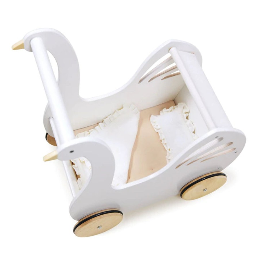 Toys Tender Leaf Toys Wooden Dolls Prams, Cots & Highchairs | Tender Leaf Toys Sweet Swan Pram