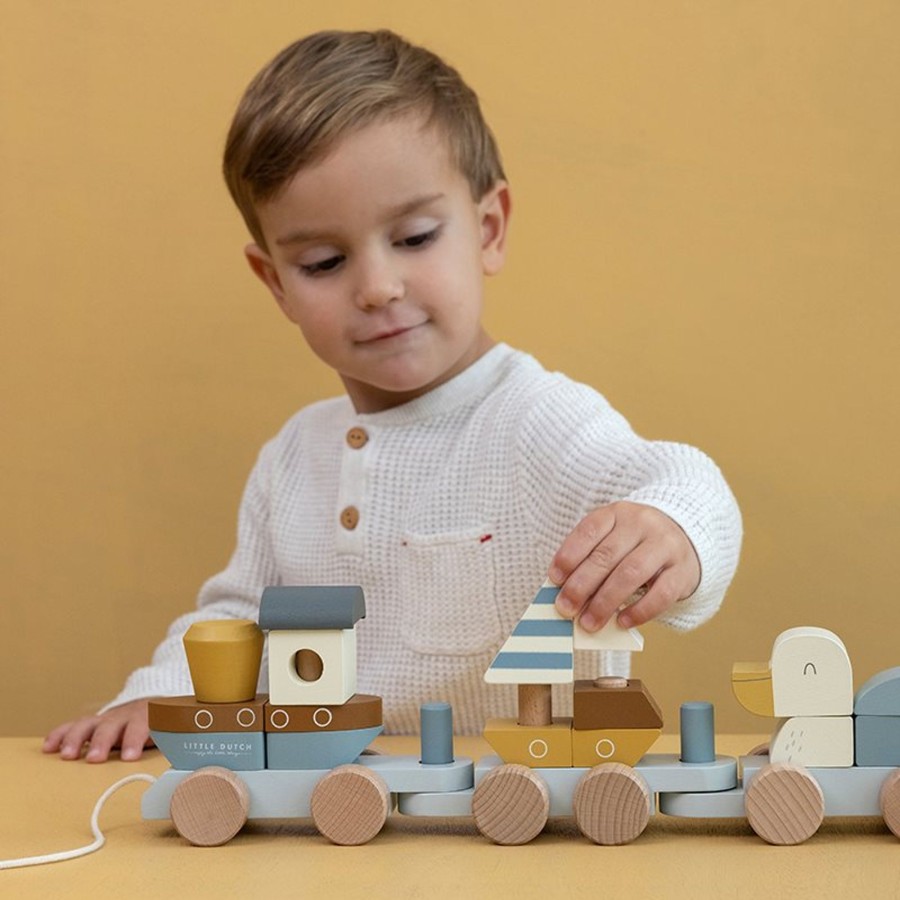 Toys Little Dutch Pull Along Toys | Little Dutch Stacking Train Sailors Bay