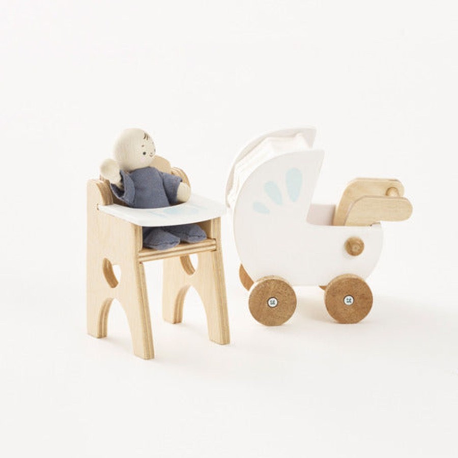 Toys Le Toy Van Wooden Dolls Prams, Cots & Highchairs | Le Toy Van Nursery Set