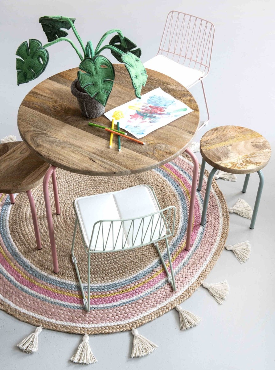 Interiors Chevron Down Icon Kids Depot | Pastel Jute Rug