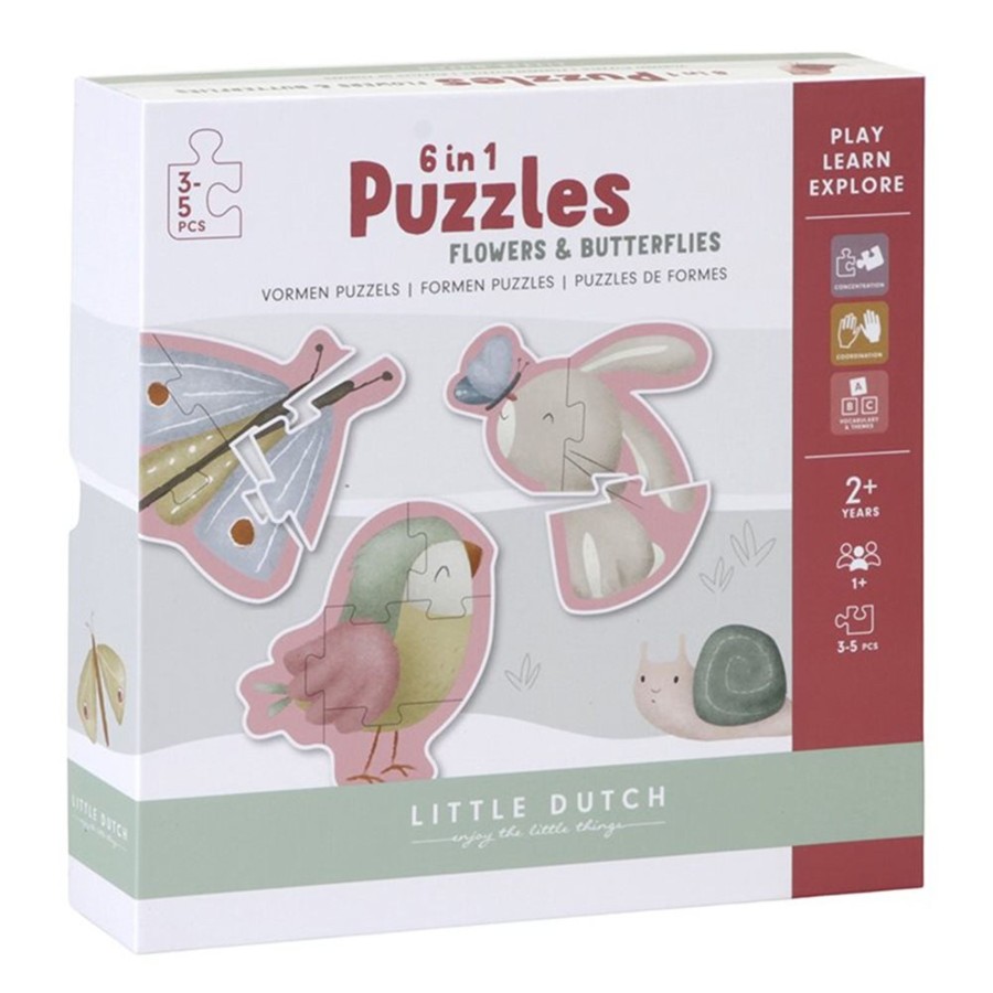 Toys Little Dutch Gifts Under £25 | Little Dutch 6 In 1 Puzzles Flowers & Butterflies