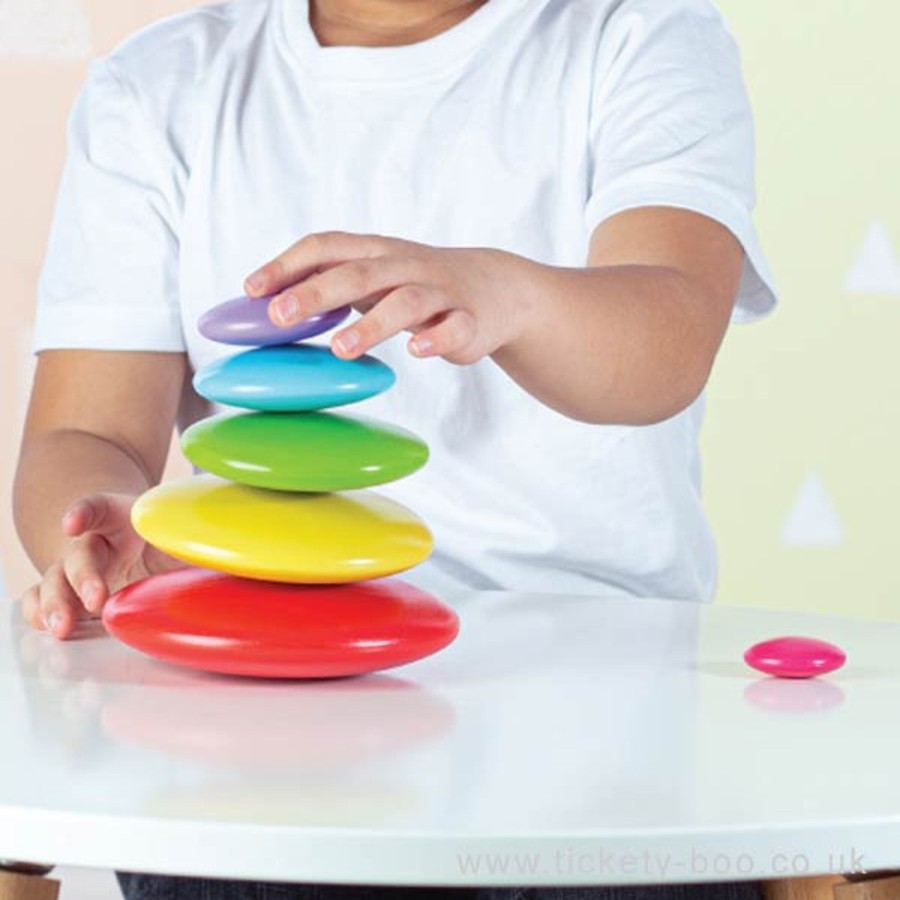 Toys Bigjigs Toys Blocks And Stacking | Bigjigs Rainbow Stacking Pebbles