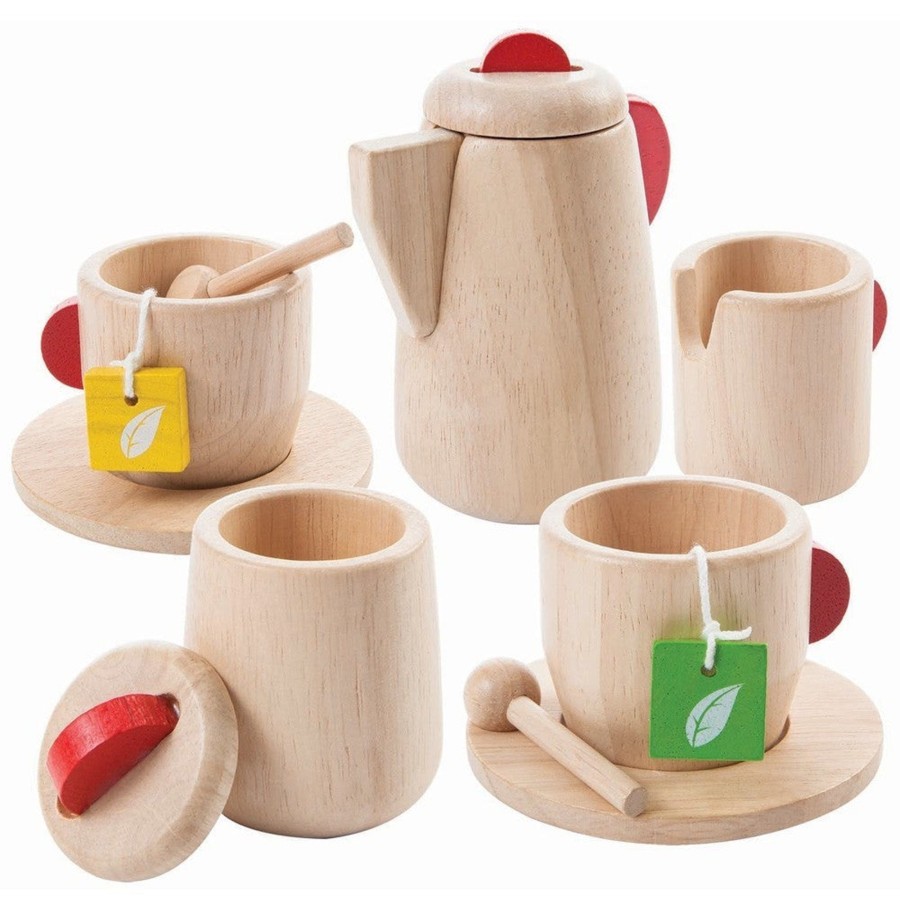 Toys Plan Toys / Plan City Pots, Pans & Kitchen Equipment | Wooden Tea Set Plan Toys