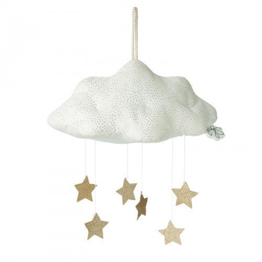 Interiors Chevron Down Icon Cottage Toys-UK | Cloud And Stars Mobile White And Gold