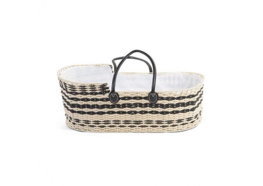 Interiors Chevron Down Icon Cottage Toys-UK | Woven Wicker Moses Basket Black And Natural