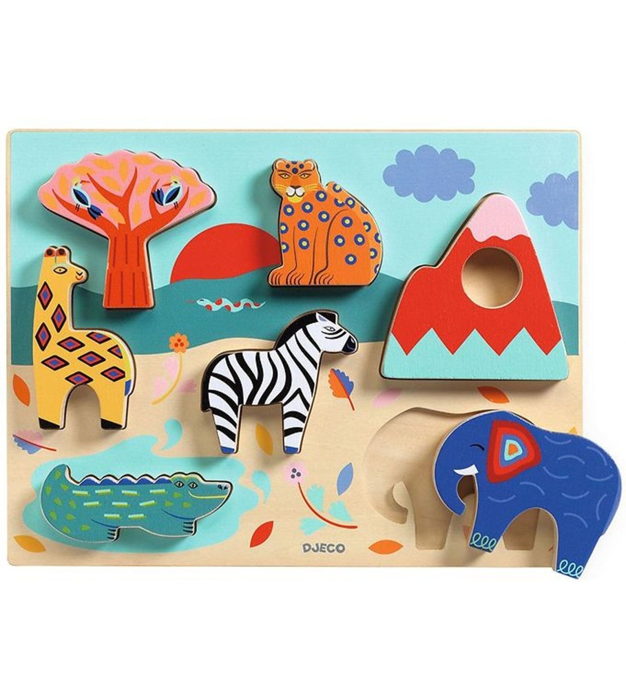 Toys Djeco Puzzles And Blocks | Djeco Wooden Puzzle Savanna