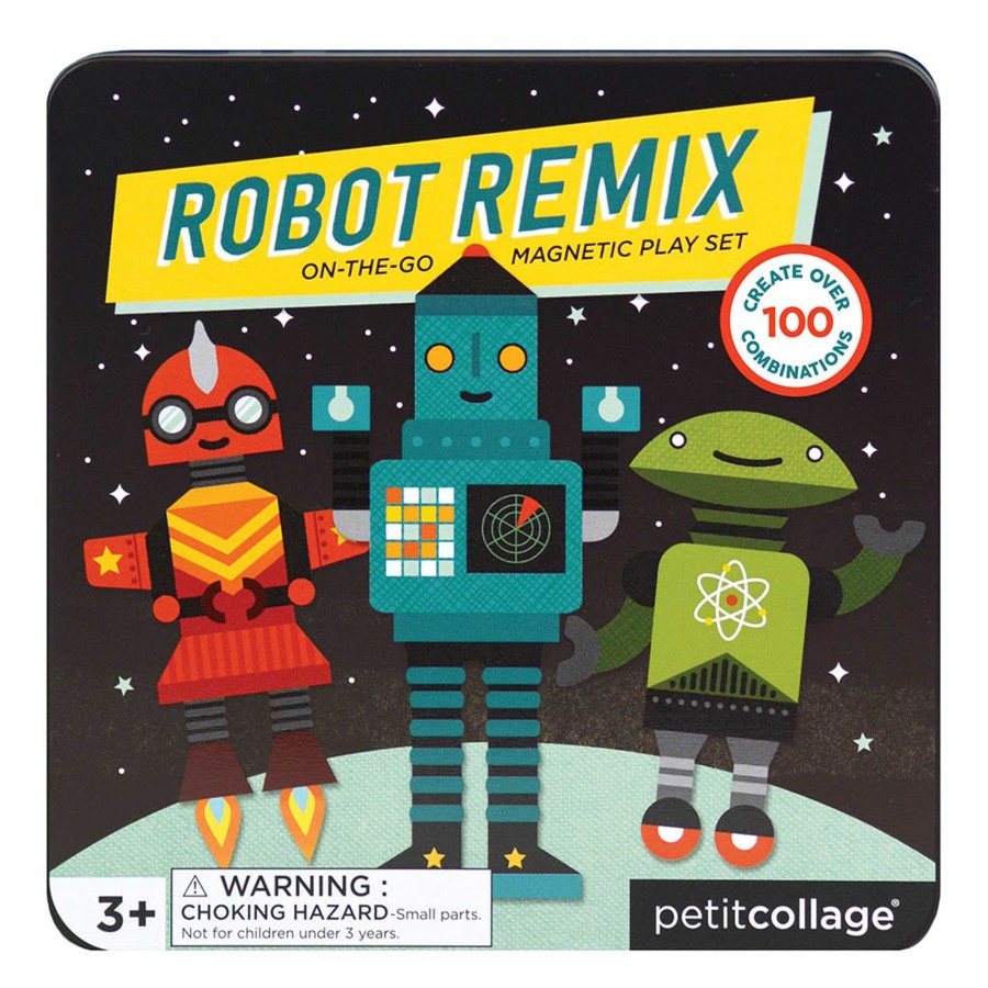 Toys Petit Collage Puzzles And Blocks | Petit Collage Magnetic Play Set Robot Remix