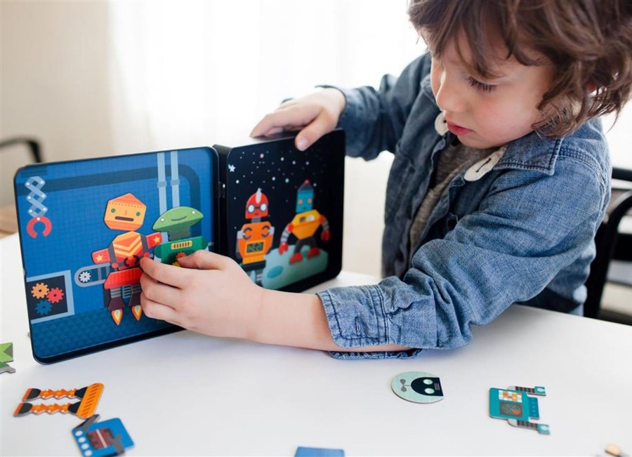 Toys Petit Collage Puzzles And Blocks | Petit Collage Magnetic Play Set Robot Remix