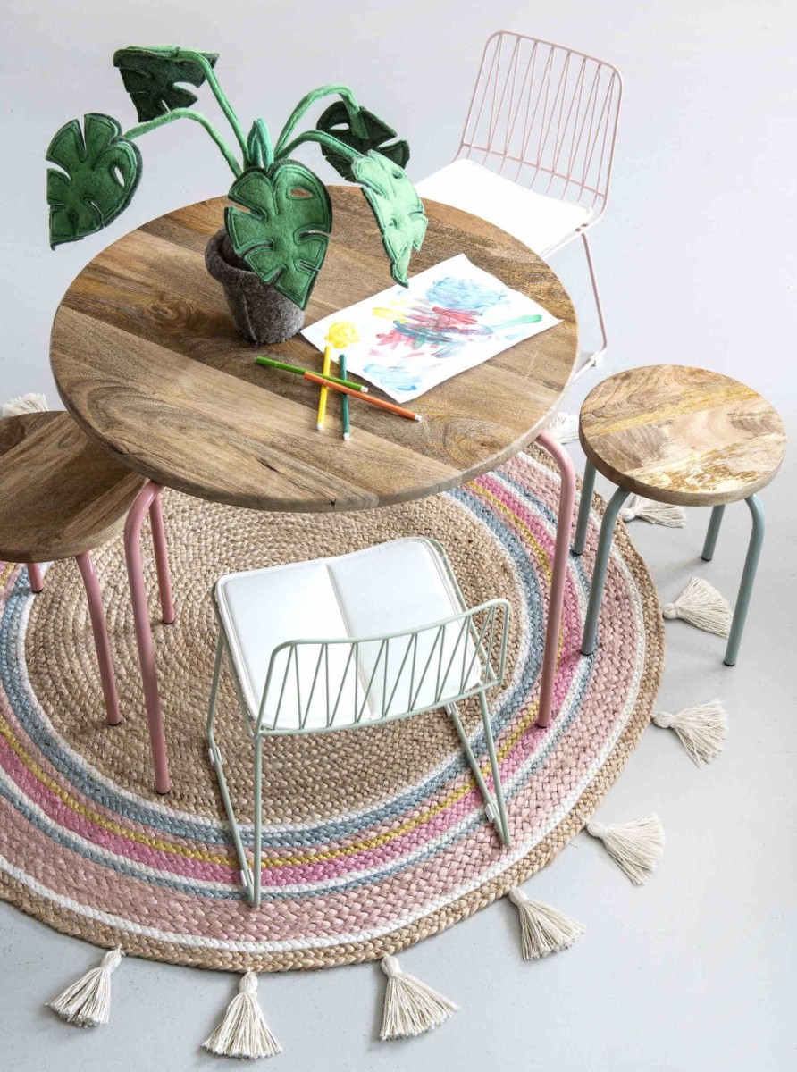 Interiors Chevron Down Icon Kids Depot | Pastel Jute Rug