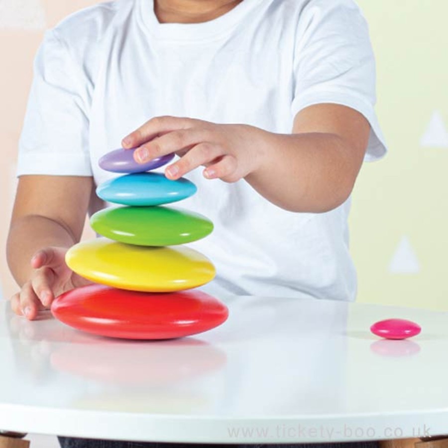 Toys Bigjigs Toys Games & Books | Bigjigs Rainbow Stacking Pebbles